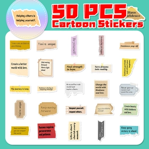Set of 50 PCS vintage-style inspirational English quote stickers for journals and scrapbooks