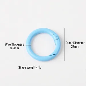 23mm light blue spring gate ring, 3.5mm thickness, 4.1g weight, matte finish metal clip