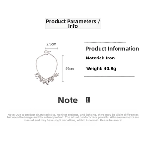 Detailed specs for silver multi-pendant iron necklace with heart and star charms