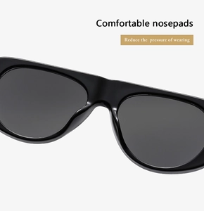 Close-up of ergonomic black sunglasses nose pads for comfort and reduced pressure