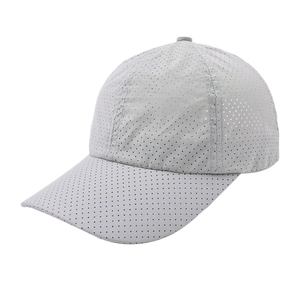 Light grey quick-dry mesh baseball cap with breathable laser-cut holes for summer sports