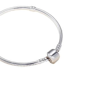 3mm silver plated snake chain bracelet with barrel clasp for personalized DIY charms
