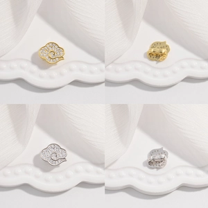 S925 sterling silver auspicious cloud charm with cubic zirconia for DIY jewelry making