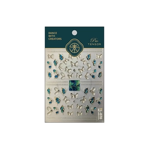 Aurora blue 5D embossed butterfly nail stickers with metallic glitter finish TL-070