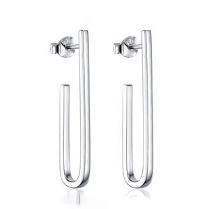 Minimalist Geometric Stud Earrings 925 Sterling Silver U-Shaped Bar Line Fashion Jewelry For Women Elegant Accessory