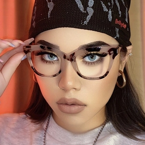 Fashion Square Anti Blue Light Glasses Clear Frame Transparent Retro Cat Eye Eyewear For Women Men PC AC
