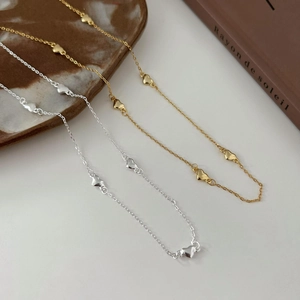 Elegant 925 sterling silver heart-shaped chain necklace in gold and silver finishes