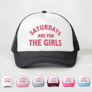 Saturdays Are For The Girls Letter Print Trucker Hat Mesh Back Breathable Adjustable Sun Cap Retro Vintage For Women