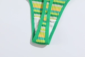 Macro detail of breathable ribbed cotton crotch with striped pattern and neat stitching