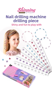 Macro detail of DIY hair dazzler refill kit with colorful rhinestones and packaging
