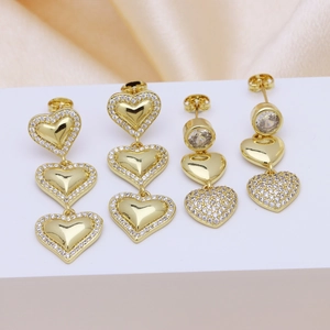 18k gold plated heart-shaped hoop earrings with sparkling cubic zirconia settings