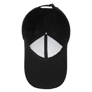 Classic black long brim baseball cap with adjustable metal buckle and reinforced front