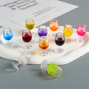 Miniature Wine Glass Charms Simulation Resin Goblet Pendants Colorful Drink Cups For DIY Jewelry Making Keychain Decor