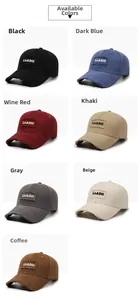Detailed close-up showing seven colors of vintage distressed cotton baseball caps