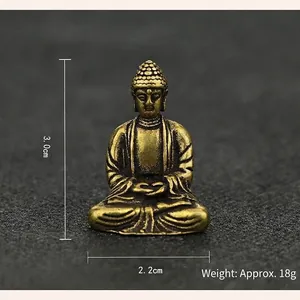 Miniature brass Buddha statue for meditation, 3.0cm height and 18g weight metal ornament