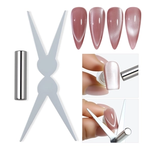 Nail Art Cat Eye Magnet Tool Double Headed French Tip Auxiliary Bracket Metal For Manicure Styling Accessories