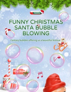Festive Santa bubble machine with snowmen, gift boxes, and magical Christmas atmosphere