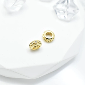 Gold plated wheel spacers with rhinestones for DIY jewelry making and bracelet beading