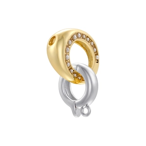 18K gold plated copper clasp with zircon for DIY necklaces and pearl bracelets