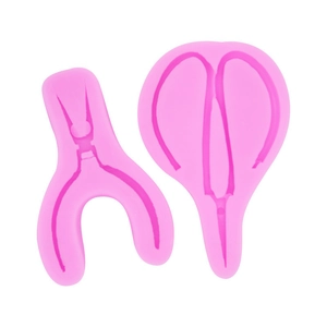 Set stampi in silicone rosa per forbici e pinze per decorazioni di torte e fondant