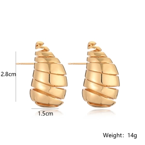 Water drop gold plated earrings size 2.8cm by 1.5cm with professional mirror reflection