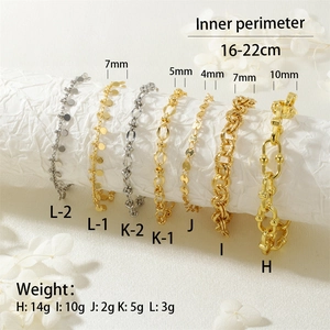 Tabella dettagliata di bracciali in oro e argento con specifiche di peso e misura