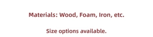 Detailed specification label showing wood, foam, and iron materials for DIY Christmas decor