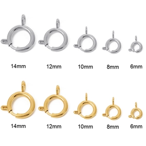18k gold and silver stainless steel spring ring clasps in 6mm to 14mm sizes