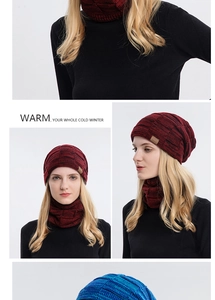 Detailansicht des Winter-Strickmützen- und Schal-Sets mit weichem Fleecefutter