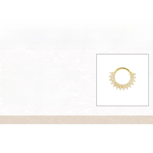 Detail view of gold-plated 925 sterling silver nose ring with cubic zirconia inlay