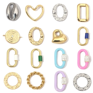 Geometric Oval Heart Round Pendants Charms Stainless Steel Mirror Polished Enamel Rhinestone DIY Jewelry Making Accessories