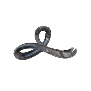 Minimalist marble pattern hair claw clip with dark grey acetate finish for women