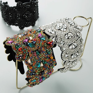 Handmade sparkling rhinestone headband set in black, silver, and multicolor jewel styles