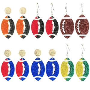 Orecchini Football Americano Acrilico Glitter Rugby Pendenti Gioielli Per Donne Fan Dello Sport Moda
