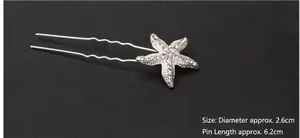Silver starfish hair pin with sparkling rhinestones for elegant updo hairstyling