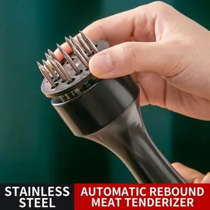 Stainless steel meat tenderizer needle with automatic rebound and ergonomic handle