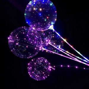 18-inch transparent luminous bobo balloons with colorful LED lights for wedding party