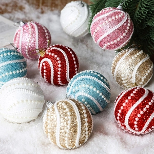 Boules de Noël à Paillettes Décoration Künstliche Perles Spirale Ornements Suspendus pour Arbre Fête Noël Maison Fournitures Festives
