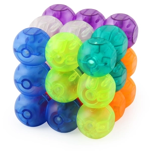 3x3x3 magnetic cube puzzle toy with translucent colorful building blocks in white background