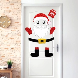 Set di adesivi per porte di Babbo Natale glitterati per decorazioni natalizie casa