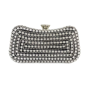 Sparkling silver evening clutch bag with rows of rhinestones for formal gala events