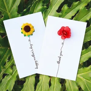 Handmade 3D floral greeting cards with sunflower and rose for Mother's Day and thank you notes