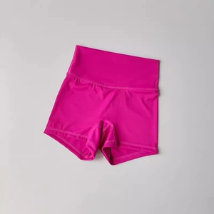 Pantaloncini yoga a vita alta rosso rosa da donna con compressione fitness senza cuciture