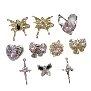 Mixed rhinestone and pearl metal charms in butterfly heart bow shapes for DIY jewelry