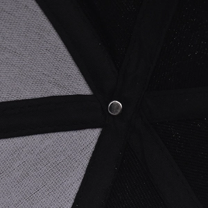 Macro shot of the interior crown stitching and silver rivet of the USA baseball cap