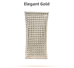 Detail of elegant gold PU leather sunglasses pouch featuring refined diamond lattice texture