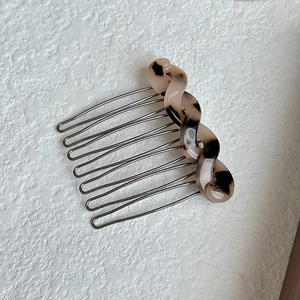 French hair comb tortoiseshell side insert clip metal tines elegant bridal updo hair accessory