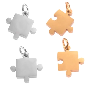 Polished silver and rose gold puzzle piece pendants for DIY necklaces and bracelets