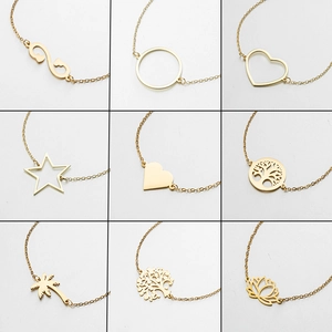 Stainless Steel Bracelet For Women Dainty Geometric Heart Star Tree Of Life Lotus Infinity Charm Elegant Jewelry Gift