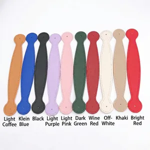 PU Leather Bag Handle Wrist Strap Saffiano Texture Stitched Rounded Ends DIY Replacement Accessory